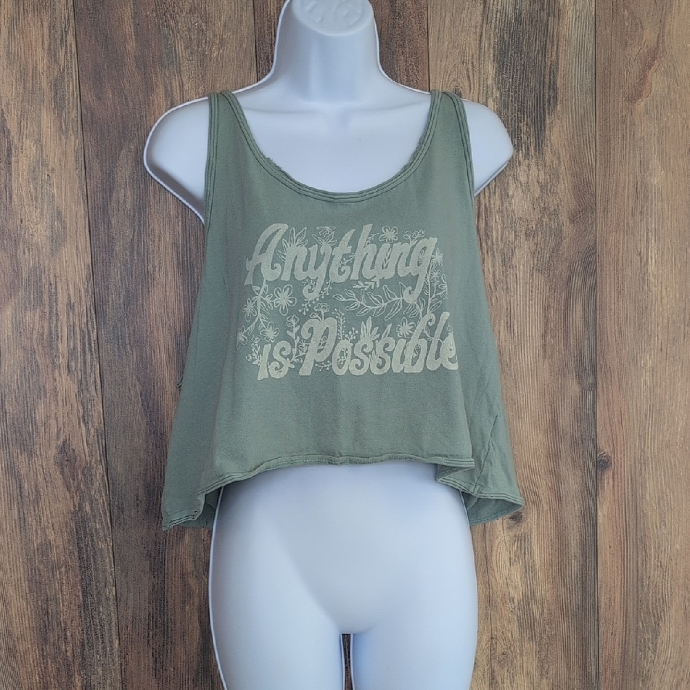 American Eagle Green Sleeveless Cropped Tank Top XL
